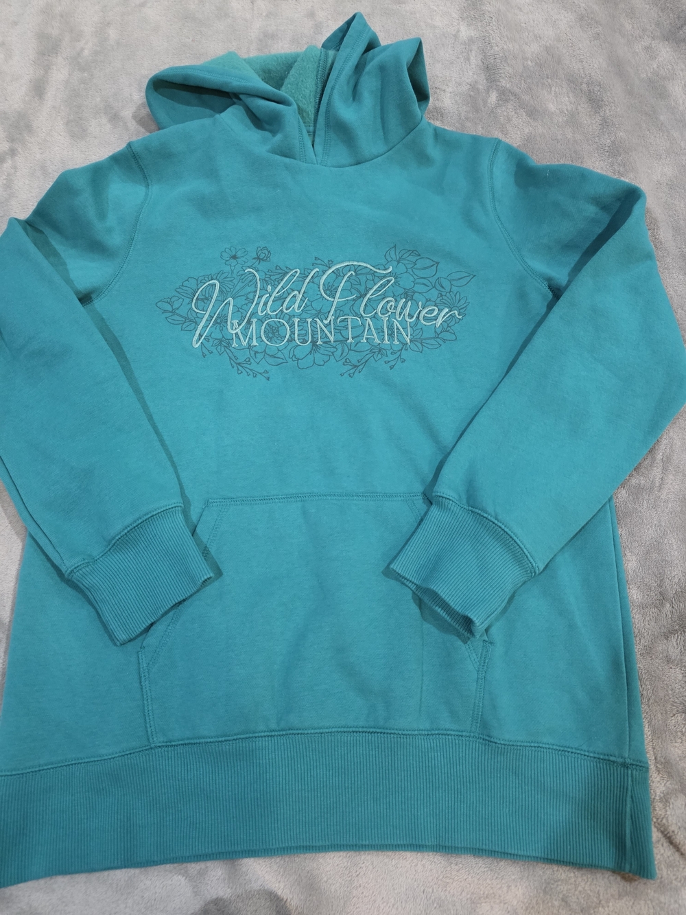 Girls Thereabouts Wild Flower Mountain Teal Hoodie Sweatshirt -16